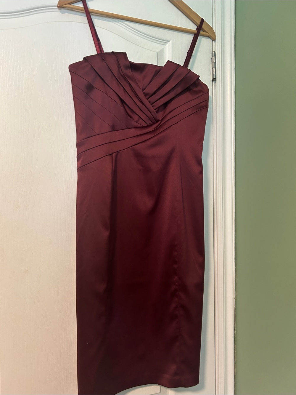 RW&CO. Wine Red Pleated Bust Midi Dress
